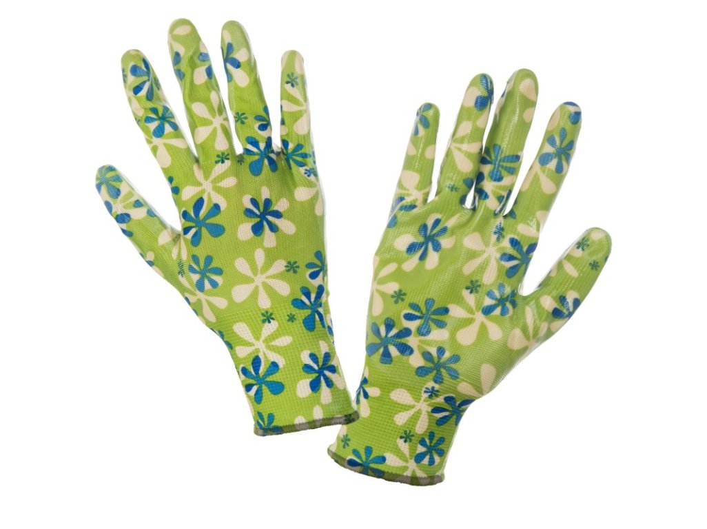 LAHTI PRO zahradní rukavice NITRIL zelené